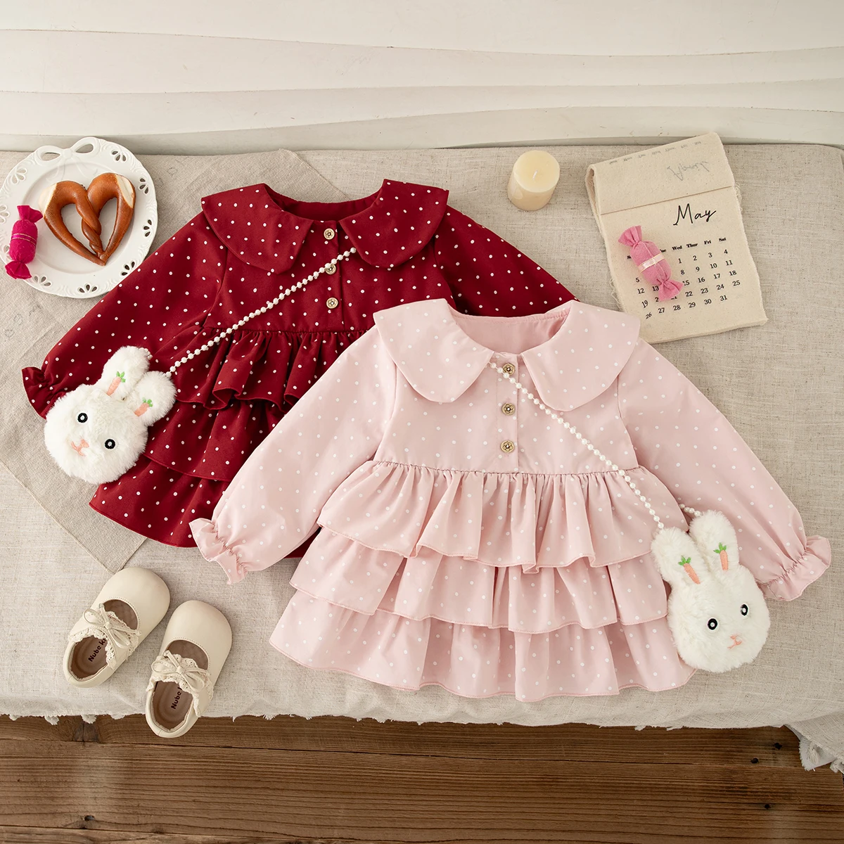 Baby Girl Dress Spring And Autumn Wave Point Cute Princess Girl Dress Sweet Birthday Party Baby Dress Baby Girl Clothing ﻿