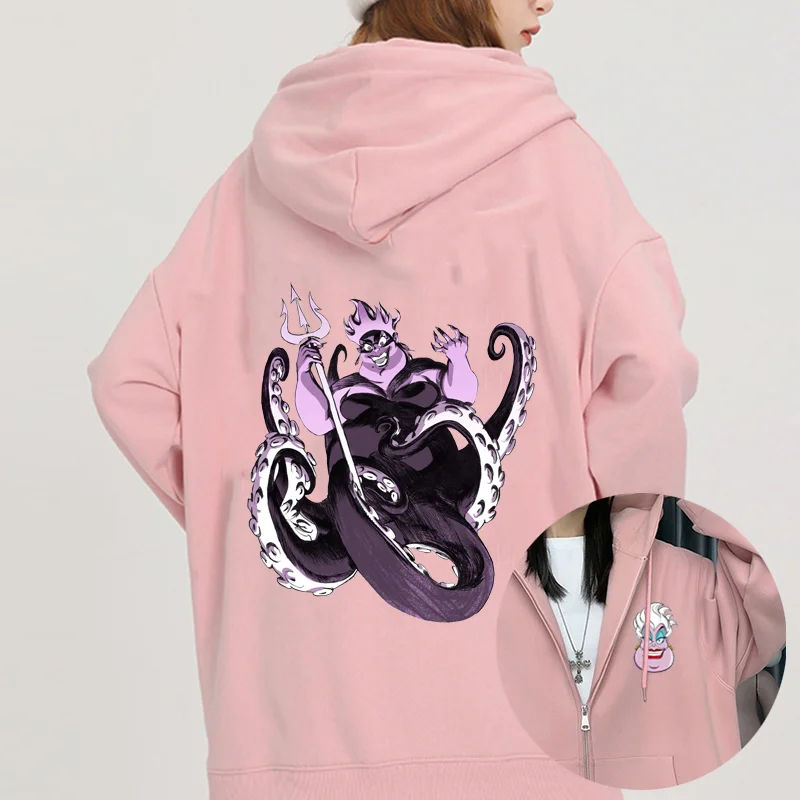 Popular Disney The Little Mermaid Ursula print hooded men\'s and women\'s hoodies couple casual sports street hoodies