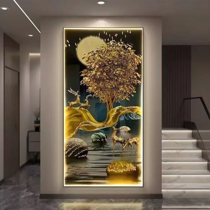 New Chinese Style Welcome Pine Decoration Painting Waterfall Landscape Wall Art Canvas Painting Light Luxury Home Decor Poster