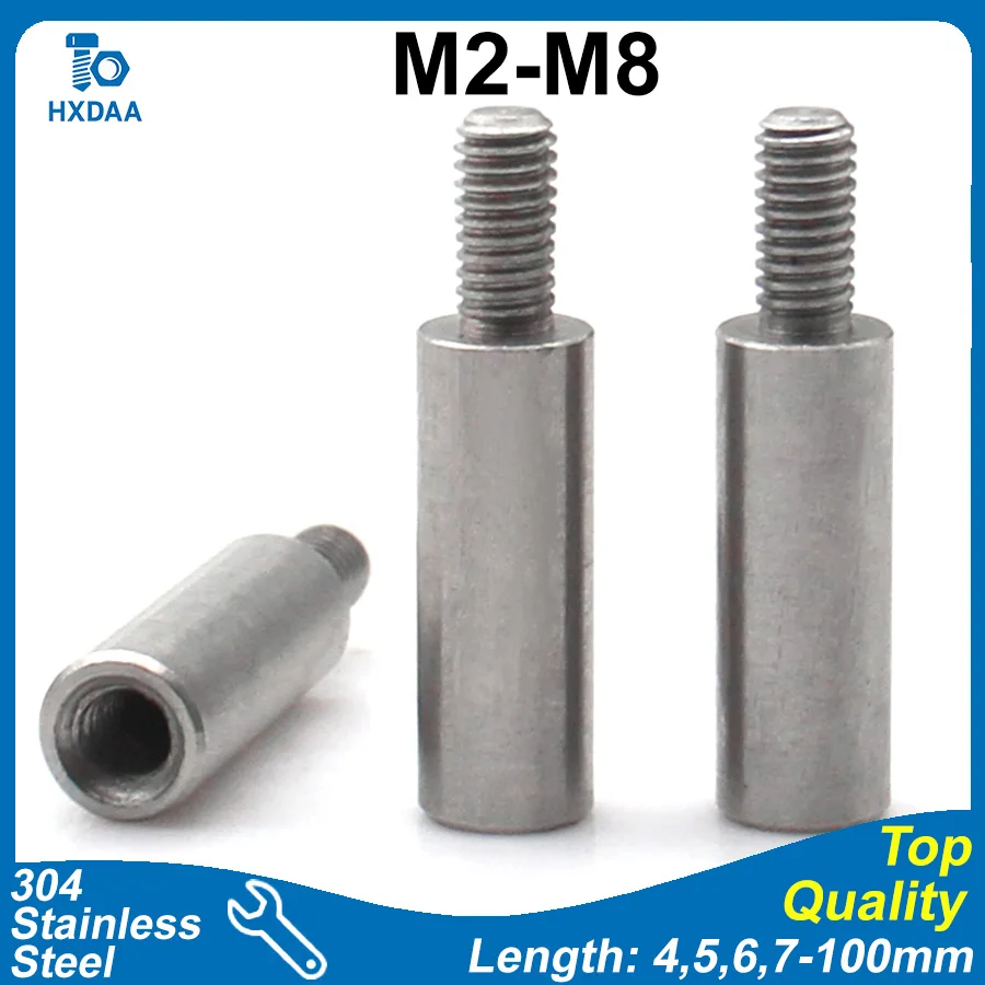 1-10pcs M2 M2.5 M3 M4 M5 M6 M8 304 Stainless Steel Single End Threaded Standoff Round Spacer Pillar for Motherboard Mounting