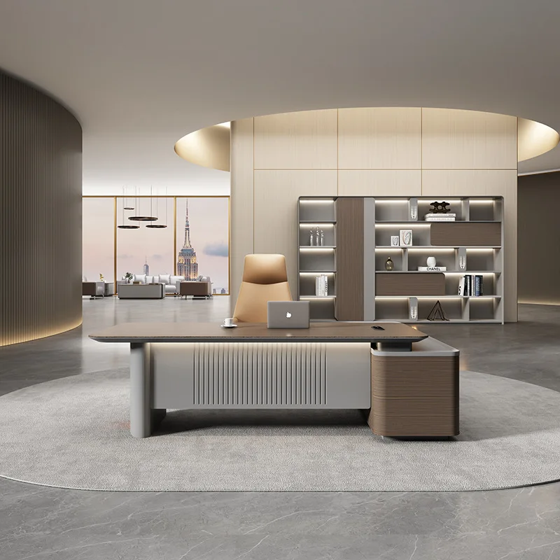

Simple modern light luxury chairperson's office large desk office table and chair combination