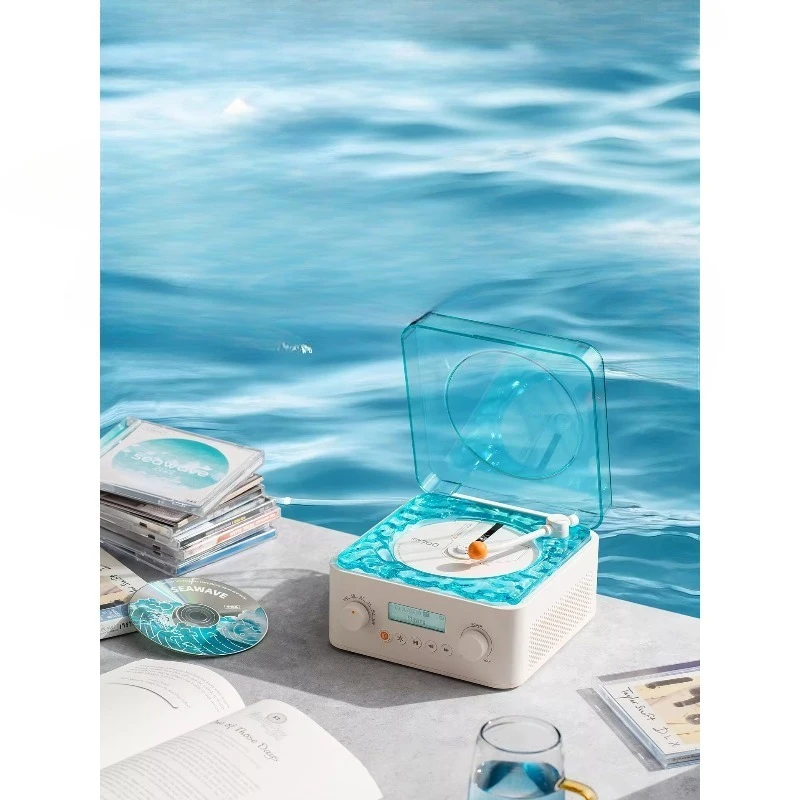 Water ripple cd player retro bluetooth audio player album cd disc vinyl player gift