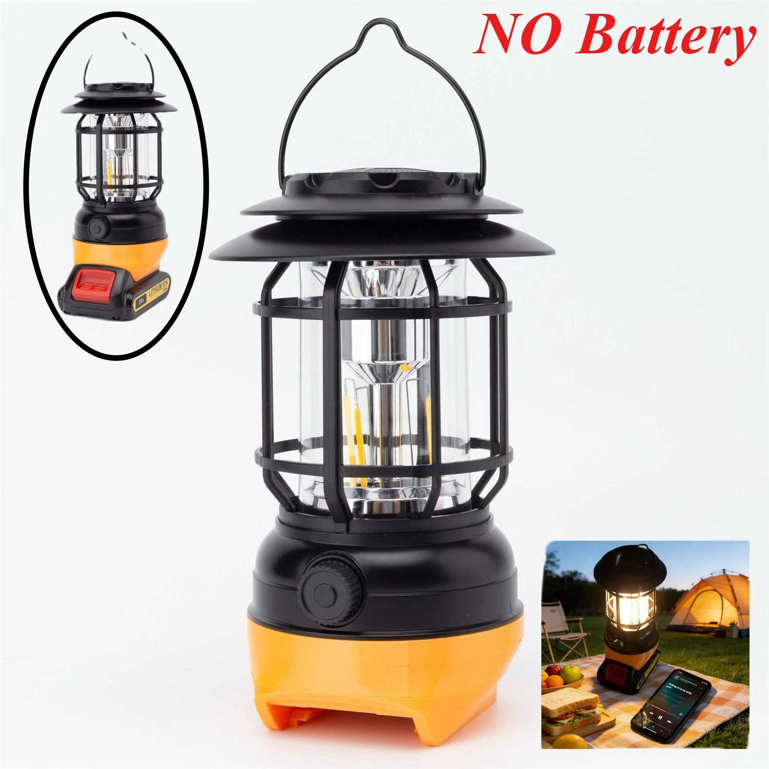 

For Dewalt 18V Li-ion Battery Portable Lantern Work Lights Camping with Bluetooth Speaker Inspection LED Work Light(NO Battery )