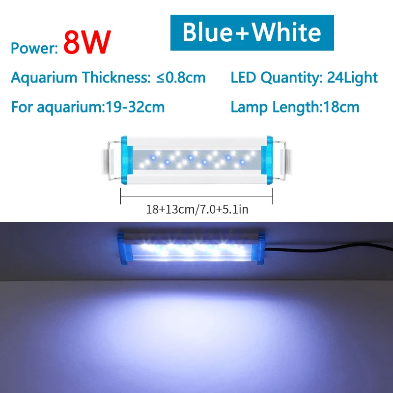 Uitbreidbare Waterdichte Clip op Lamp Voor Aquarium Super Slim Aquarium Waterplant Groeien Aquarium LED Licht 18-58cm 220V