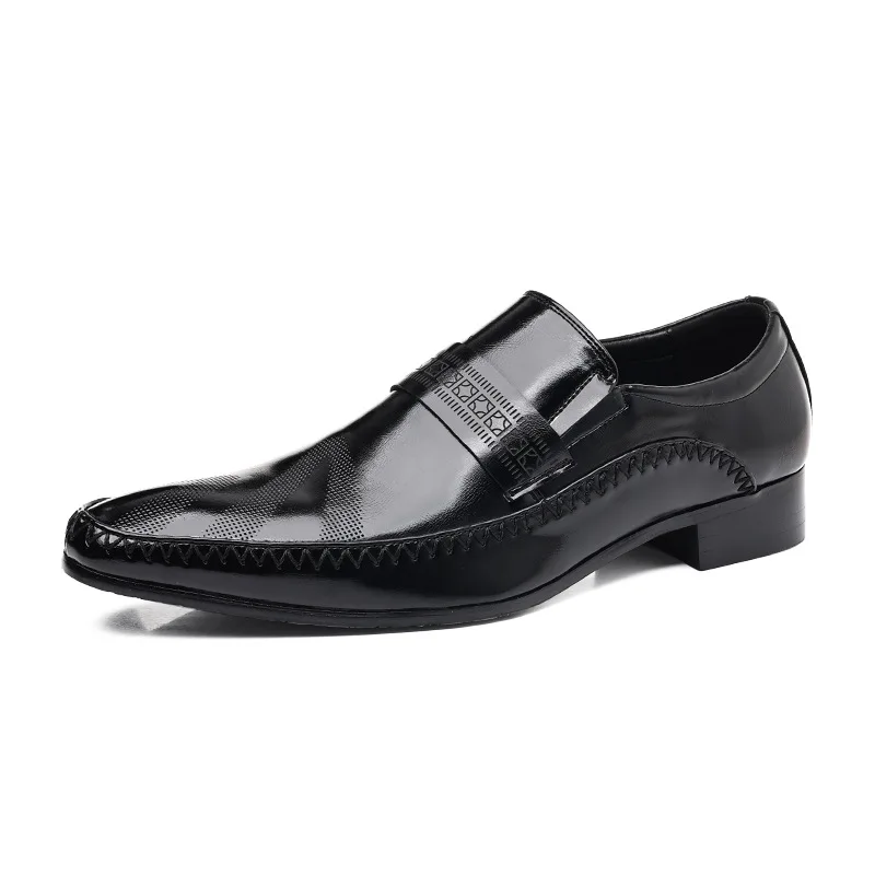2023 Classic Leather Shoes for Men Slip on Pointed Toe Oxfords Formal Wedding Party Office Business Casual Dress Shoes for Male