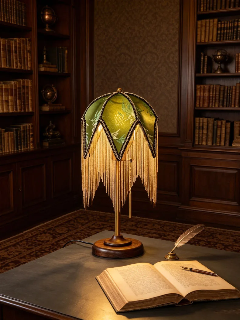 Creative Fabric Lampshade Table Lamp E27 Bulb Wood Base