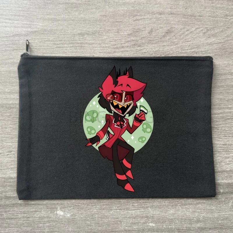 

Женская косметичка-органайзер Alastor из черного холста с принтом, на молнии, для хранения мелочей и косметики