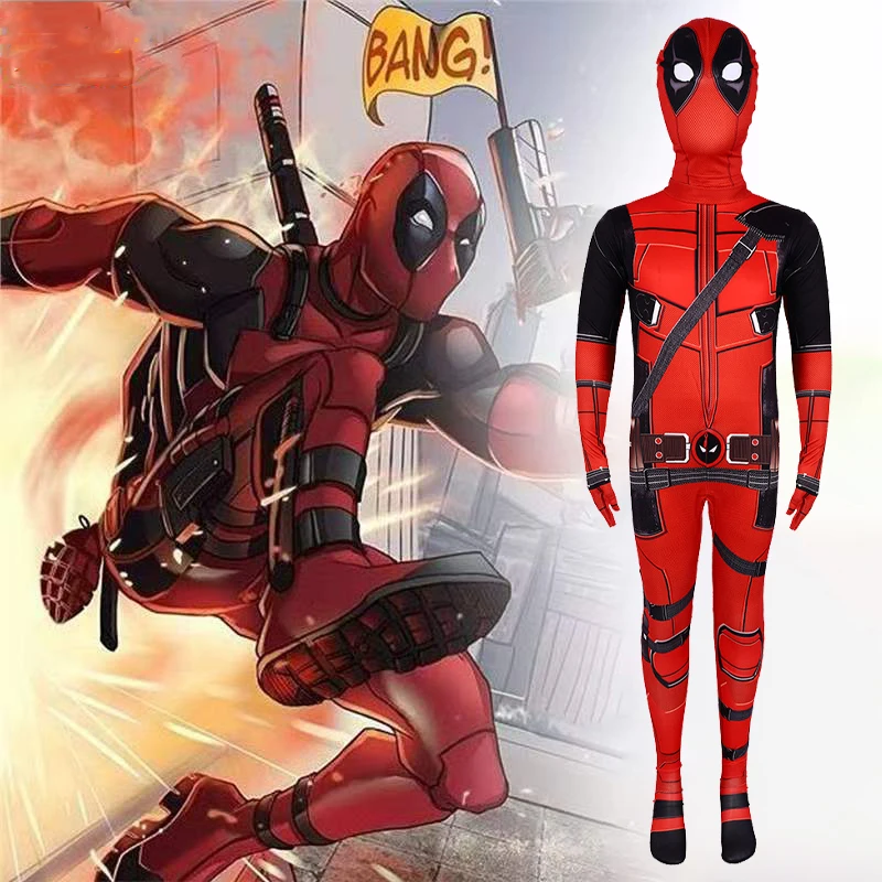Traje de Cosplay de superhéroe Deadpool para Halloween, mono, mochila, personaje de película de fantasía, máscara, medias con espada y bolsa, conjunto de vacaciones