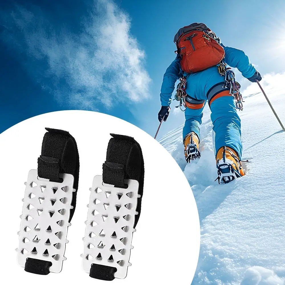 1Pair 26 Teeth Spikes Crampons Stainless Steel Non-slip Shoe Covers Gripper Snow Spikes for Men Women Hiking Boots and Shoes