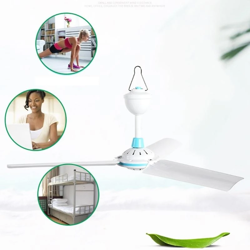 12V Ceiling Fan Air Cooler Hanging Fan for Camping Outdoor Tent Home Bed