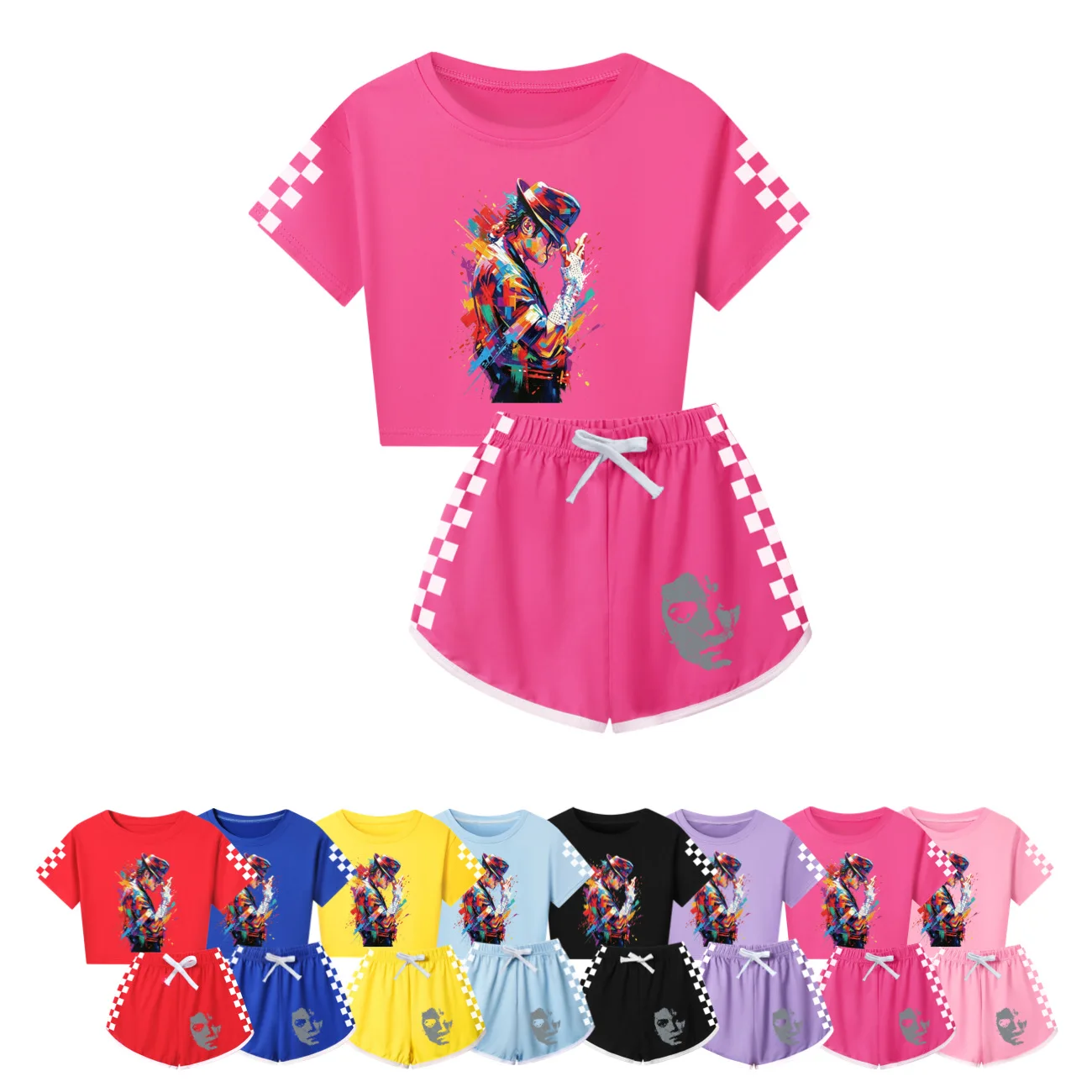 

Boys and girls international singers children's short sleeved shorts long sleeved Michael Jackson pajamas set