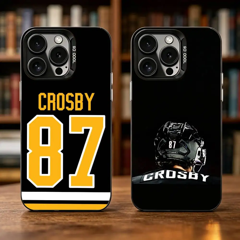 

S-Sidney C-Crosby 87 Phone Case For iPhone 17,16,15,14,13,12,11 Plus,Pro Max,XS,Colorful Silver Black Cover