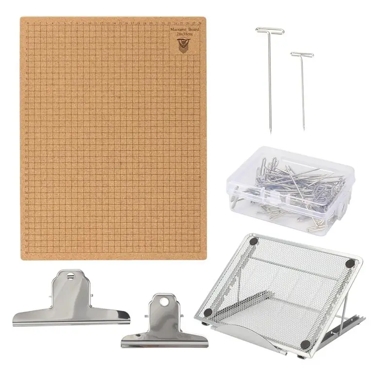 

ABJI-12X16 Inch Macrame Board Set, Macrame Board And Metal Adjustable Holder With T Pins Clips,Supplies Braiding Craft Helper
