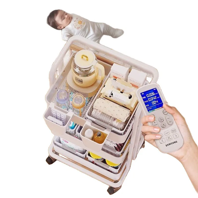 

Shelf living room trolley mobile multi layer full peak snack storage rack bedside baby supplies table feeding