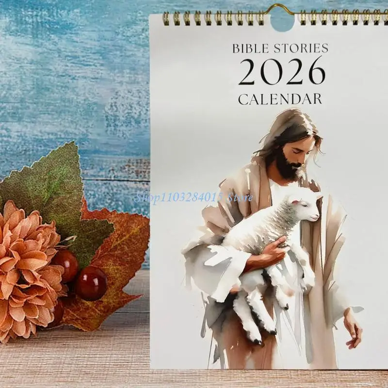 

R6FF 2026 Bible Stories Calendar with Tearable Page 2026 Wall Monthly Calendar Planner for Daily Scheduling 8.26x11.22Inch