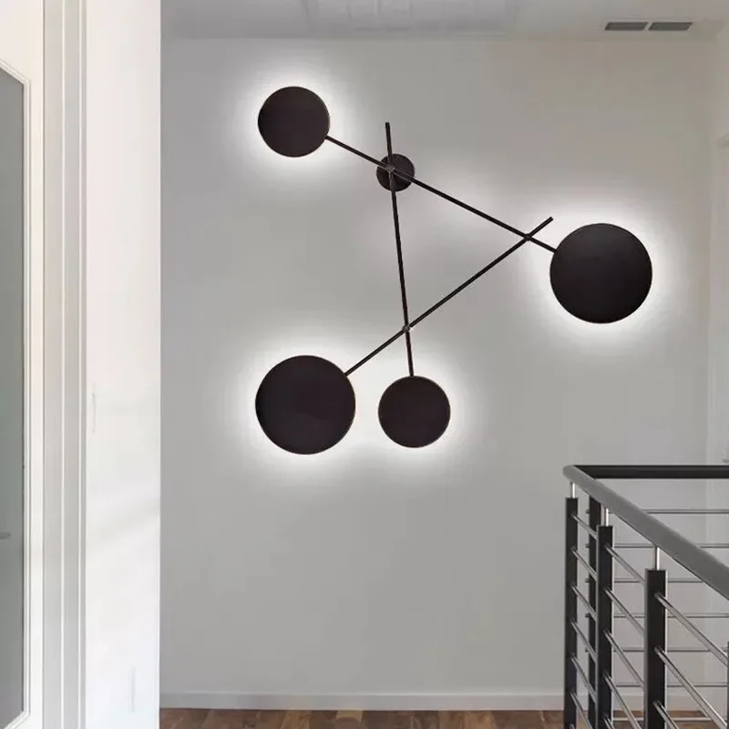 Modern Industry Round Wall Lamps Bedroom Bedside Lamp Led Wall Sconce Light Fixtures Black Iron Luminaire Indoor Loft Home