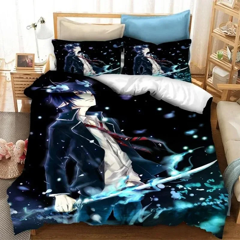 Fashion 3D Printing  Anime Blue Exorcist Bedding Set Duvet Covers Pillowcases Comforter Bedding Sets Bedclothes Bed