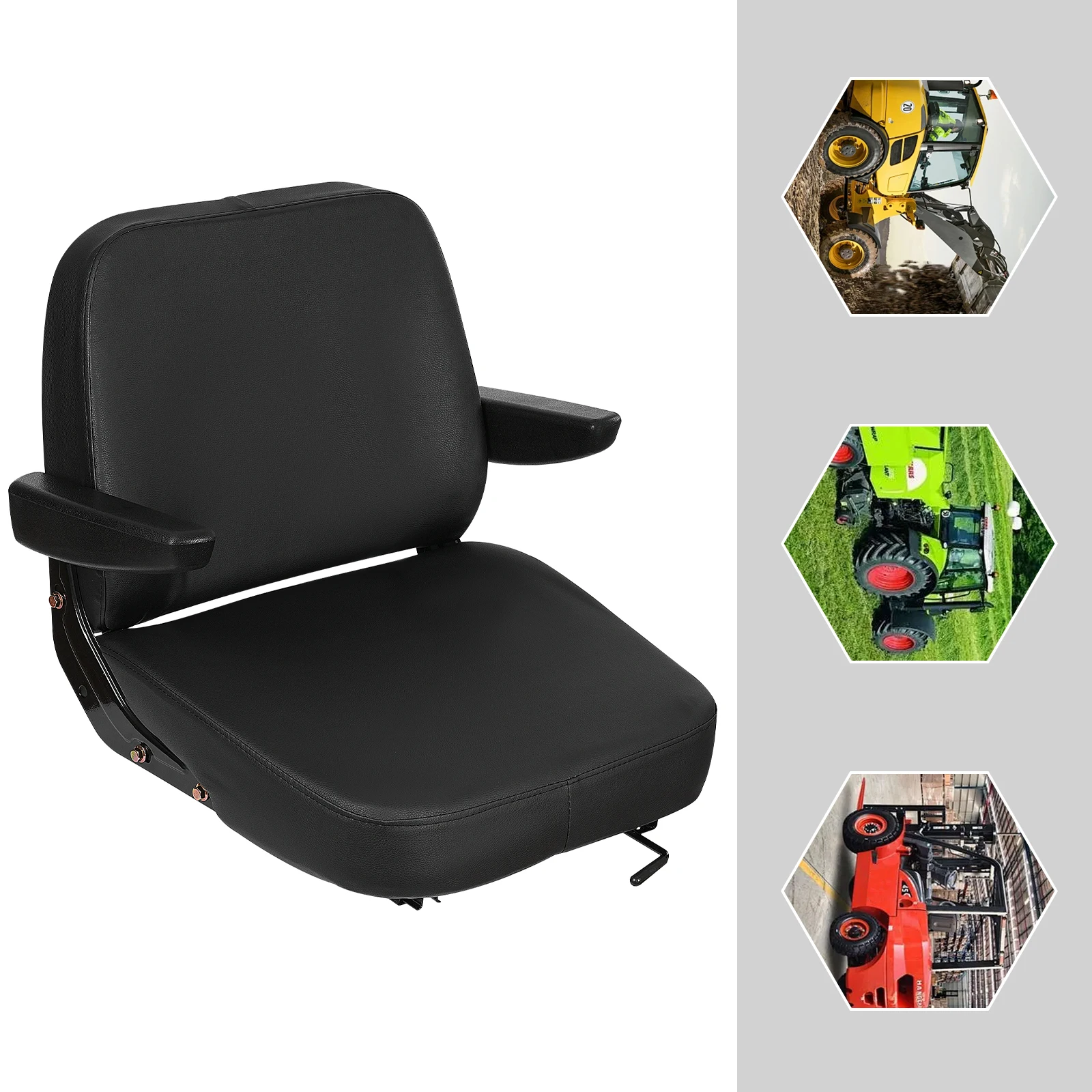 

Black Modern 100kg Forklift Seat Comfortable Driver Side Tractor Seat Forklift Seat with Armrest for Forklifts and Tractors