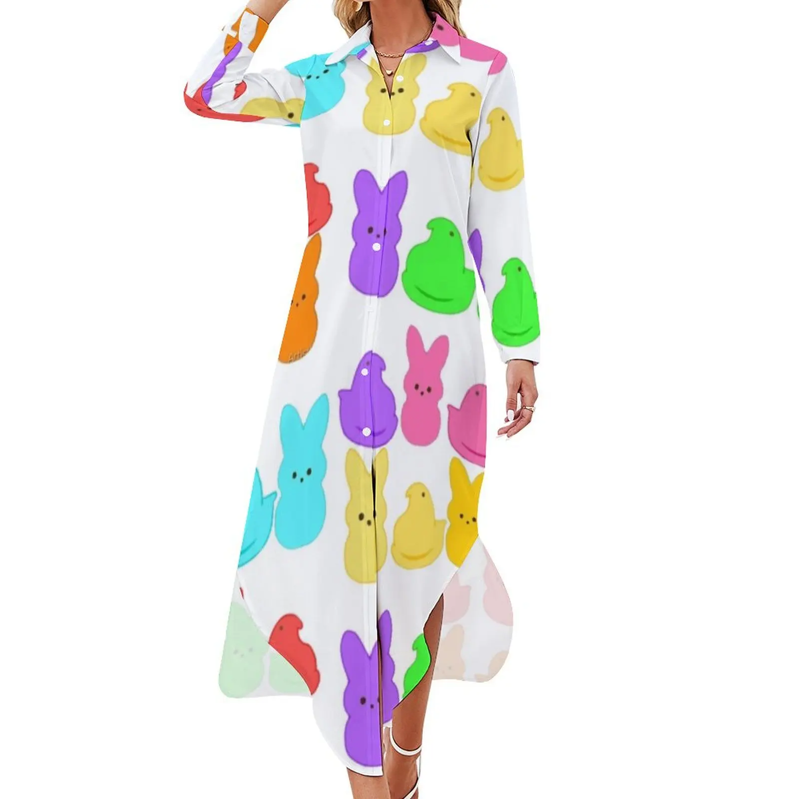 

Easter peeps! Long Sleeved Shirt Dress Dress women Female dress dresses with long sleeves