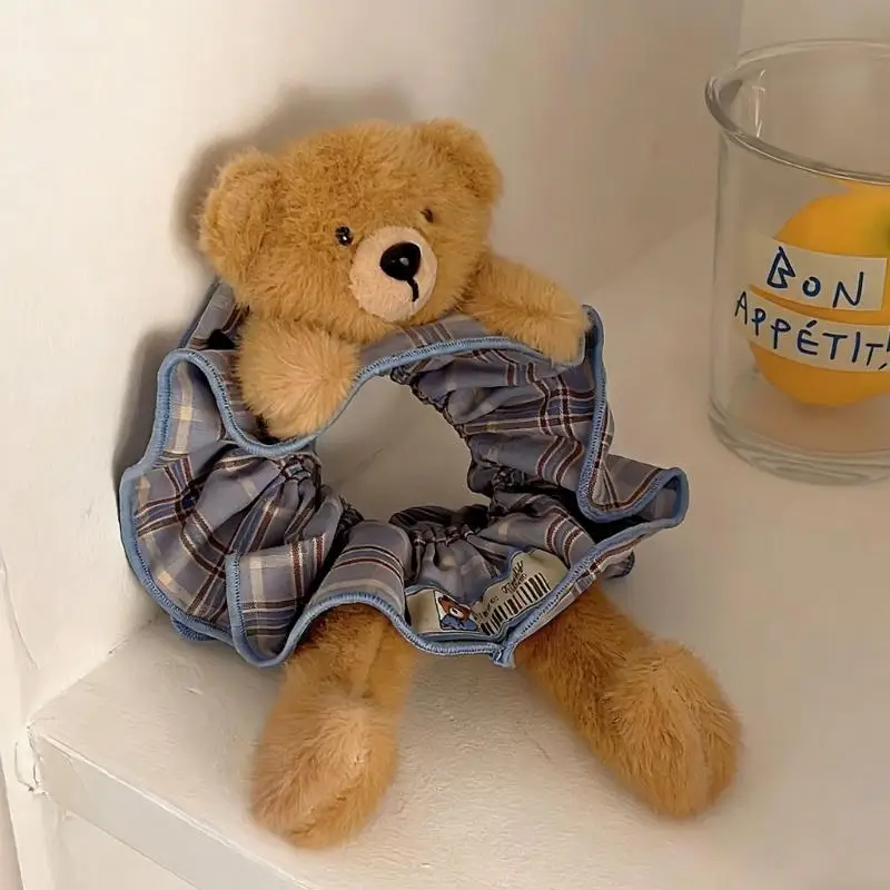 

P9FE резинка для волос для девочек, плюшевый медведь, украшение, дышащий детский держатель для хвоста, удобная резинка для волос