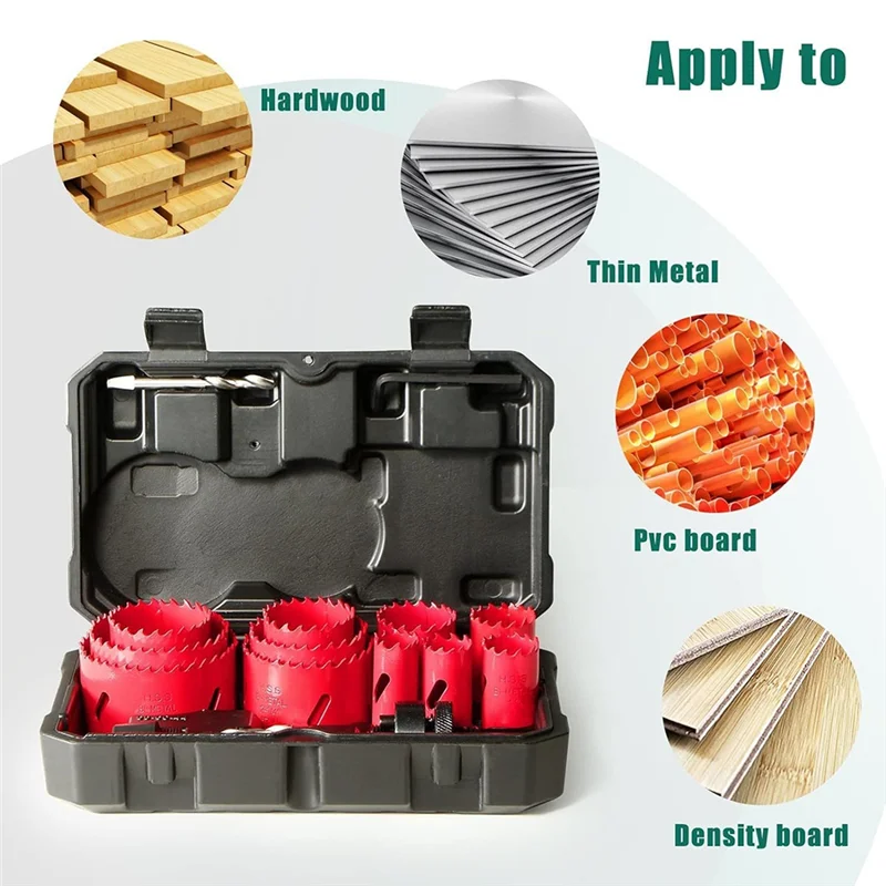 HGFLE-3/4 "إلى 2-1/2" تاج الحفر لمنشار ثقب الفولاذ المقاوم للصدأ مجموعة لقمة ثقب كربيد التنغستن للحديد سبائك معدنية