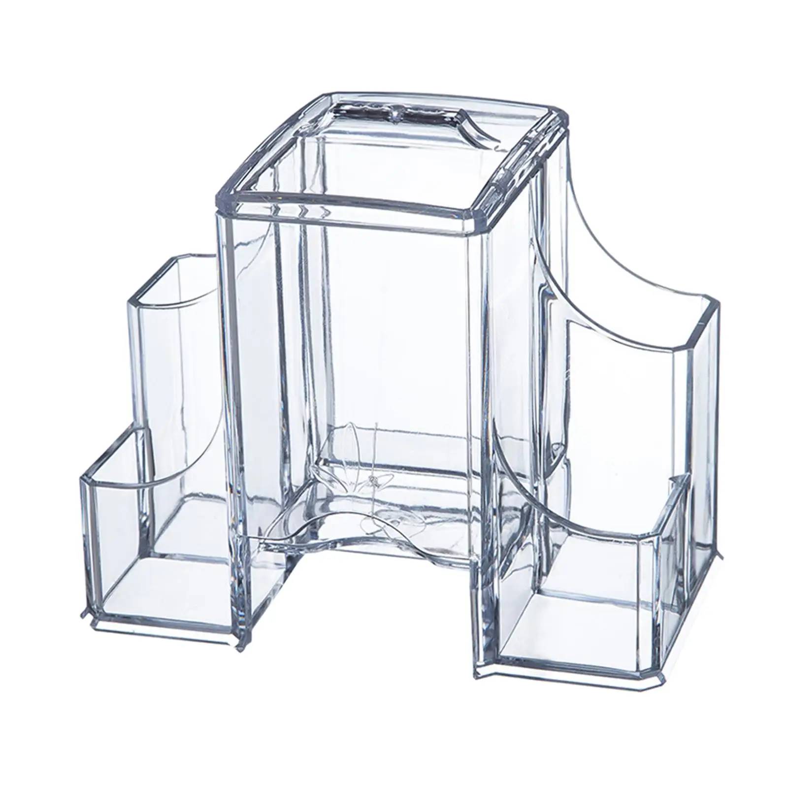 Beauty Cosmetic Organizer Countertop Clear Storage Box with Cotton Pad Compartment Waterproof Dustproof Holder for Lipstick