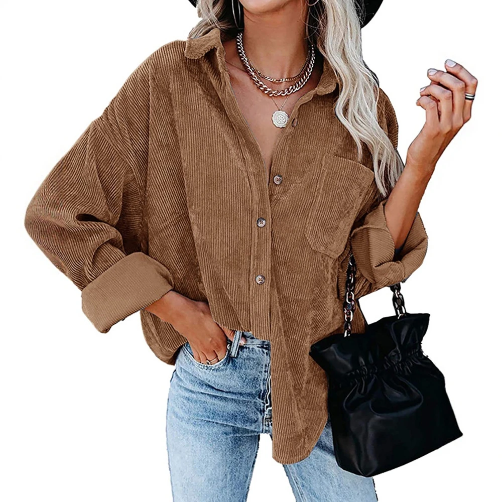 

Женская свободная повседневная вельветовая рубашка оверсайз, осень-зима, мода в европейском и американском стиле