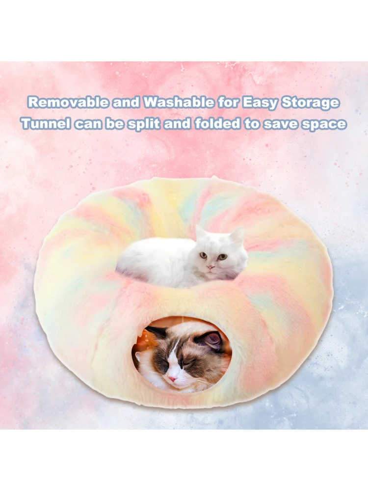 

Cat Tunnel Bed Cat Cave Cat Tunnel Toy Winter Warm Plush Pet Bed for Cats Multifunctional Design Detachable and Non-slip Bottom