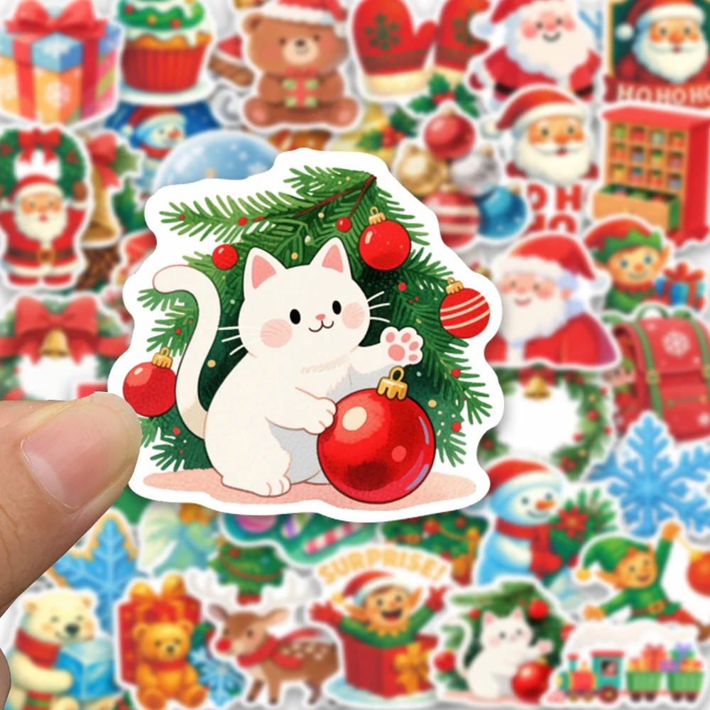 

10/30/50/100pcs Merry Christmas Theme Cartoon Stickers Cute Decoration Sticker DIY Water Bottle Suitcase Phone Decals Kids Toy