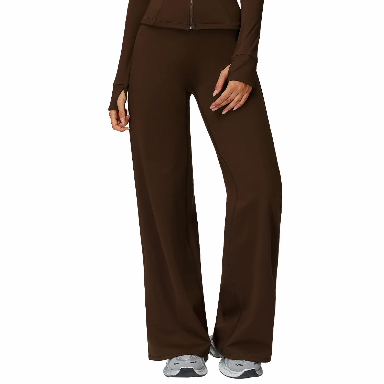 Maxdutti Casual Versatile Pants With Plush Insulation, High Waist Wide Leg Pants, Outdoor Sports Running Wide Leg Pants