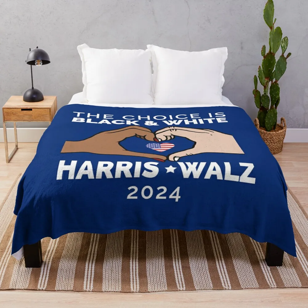 The Choice is Black and White, Harris Walz 2024 Throw Blanket Blankets Sofas Of Decoration Soft Plaid Blankets