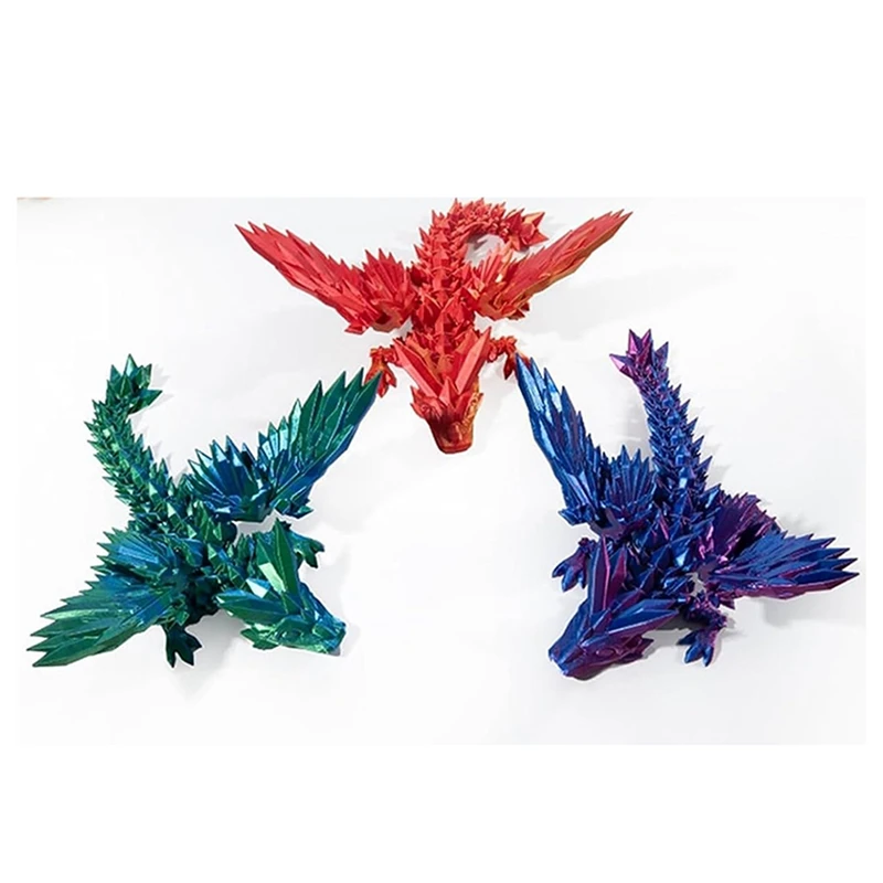 3D Printed Gemstone Dragon Gift Gradient High-End Figure Eco-Friendly Crystal Dragon Trendy Toy Figure, Durable Red