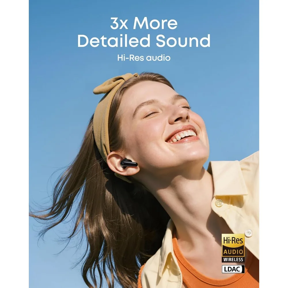 Adaptive Noise Cancelling, Hi-Res Sound, 50H Playtime, Wireless Earbuds, Bluetooth, Spatial Audio, Fast Charging, IP55 view 3