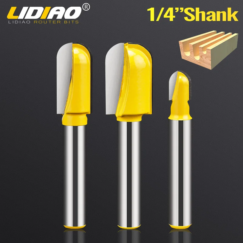 LIDIAO  1/4″Shank 6.35MM Round Nose Bit CNC Core Box Router Bit Carbide End Mill Woodworking Tools Wood Milling Cutter