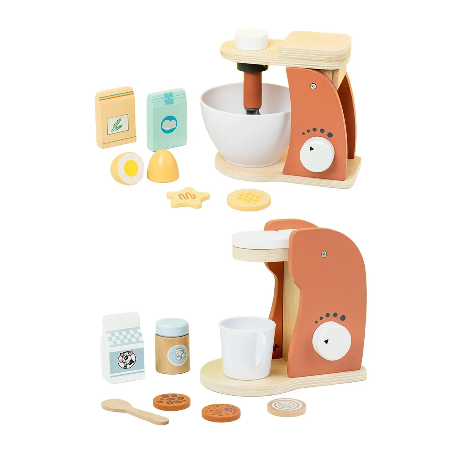 Wooden Toy Kitchen Appliance Set for Kids, Play Kitchen Accessories