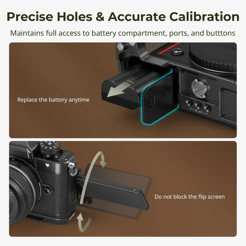 For SmallRig 4801 L-Shape Mount Plate with Wooden Handle Red Stickers 92g Arca-Quick Release Screen Compatible Camera Mount