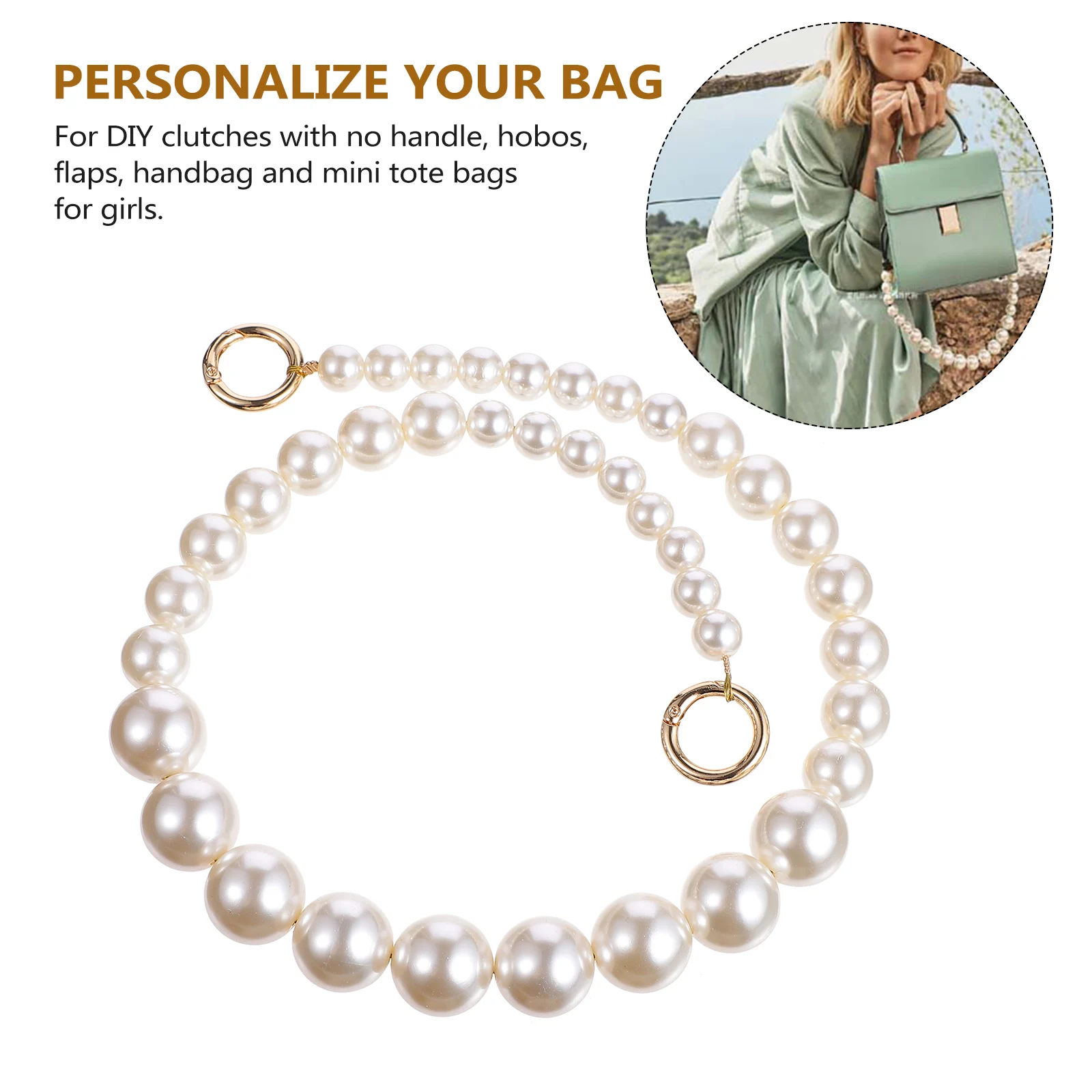 1 قطعة استبدال اللؤلؤ حقيبة سلسلة حزام مع مشبك سبيكة قوي قابلة لإعادة الاستخدام تقليد اللؤلؤ سلسلة DIY بها بنفسك حقائب اليد حمل المحافظ