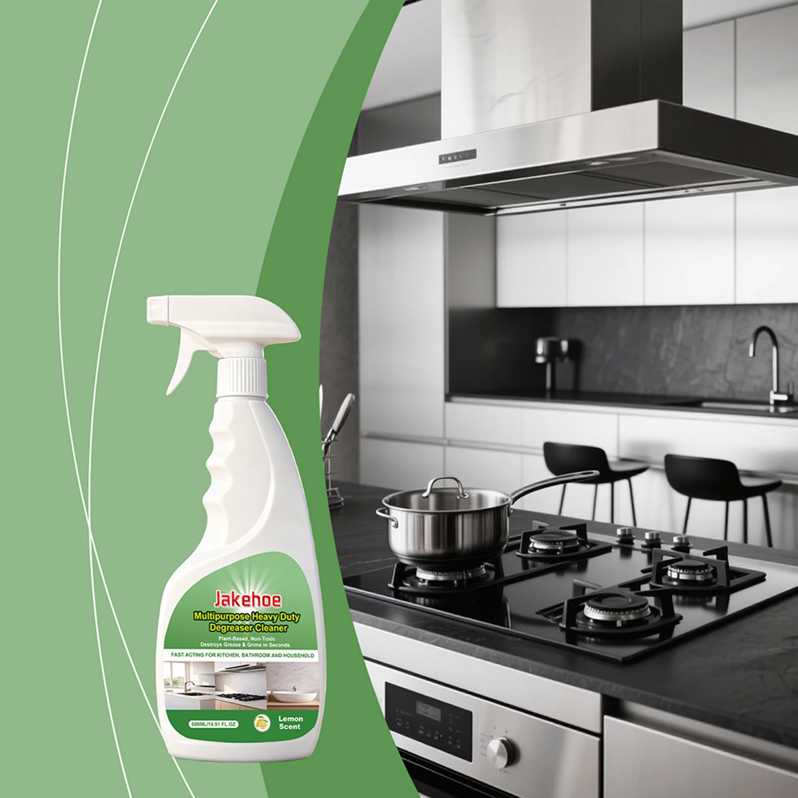 

Kitchen Cleaner Degreaser Multipurpose Heavy Duty Degreaser Cleaner Fast-Acting Oil Stain Remover Burnt-On Oven Food Residue