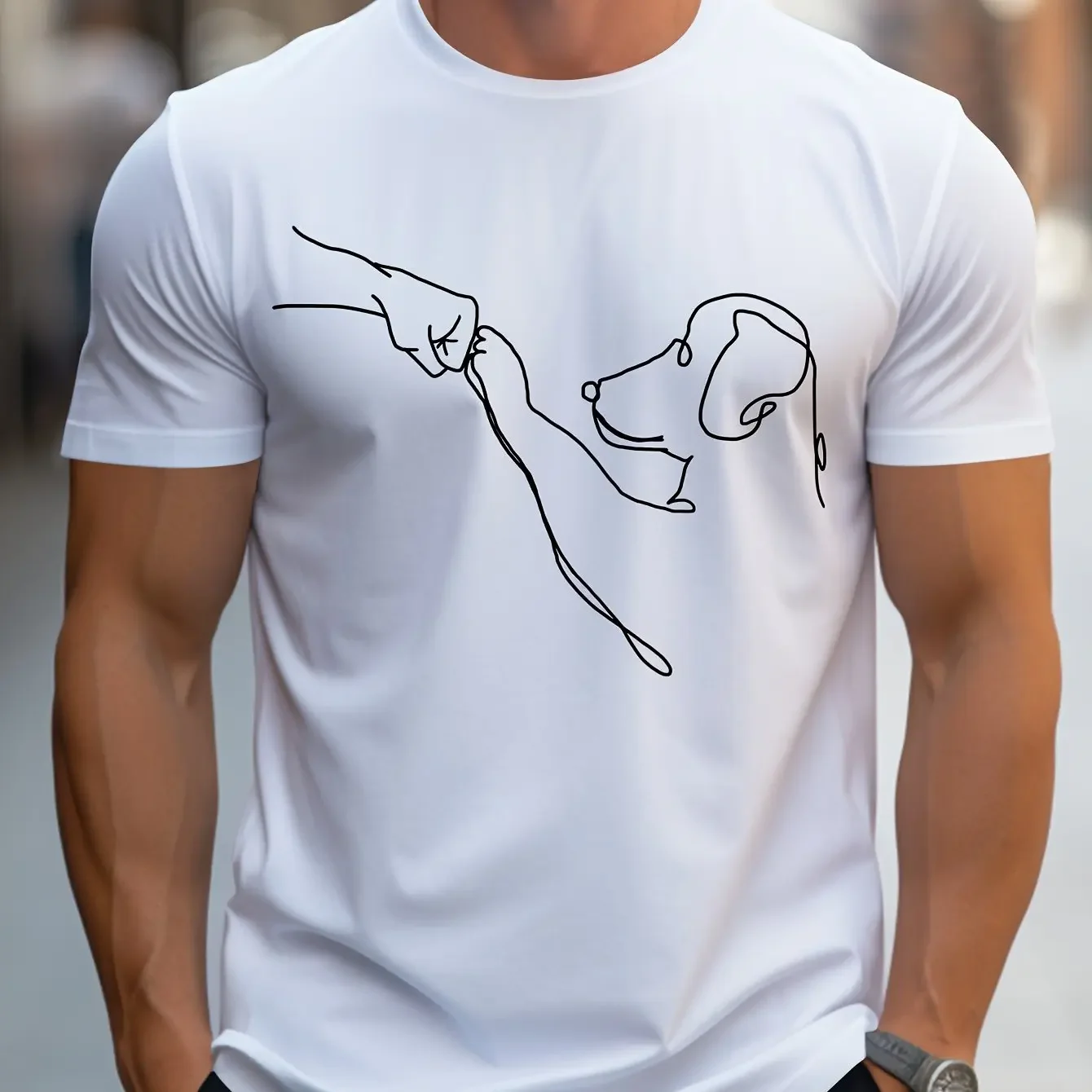 

Men's 100 Pure Cotton Summer Fashion Casual Loose Tshirt with Funny Dog Fist Print Sport Slim Fit Round Neck Shortsleeved Tshirt