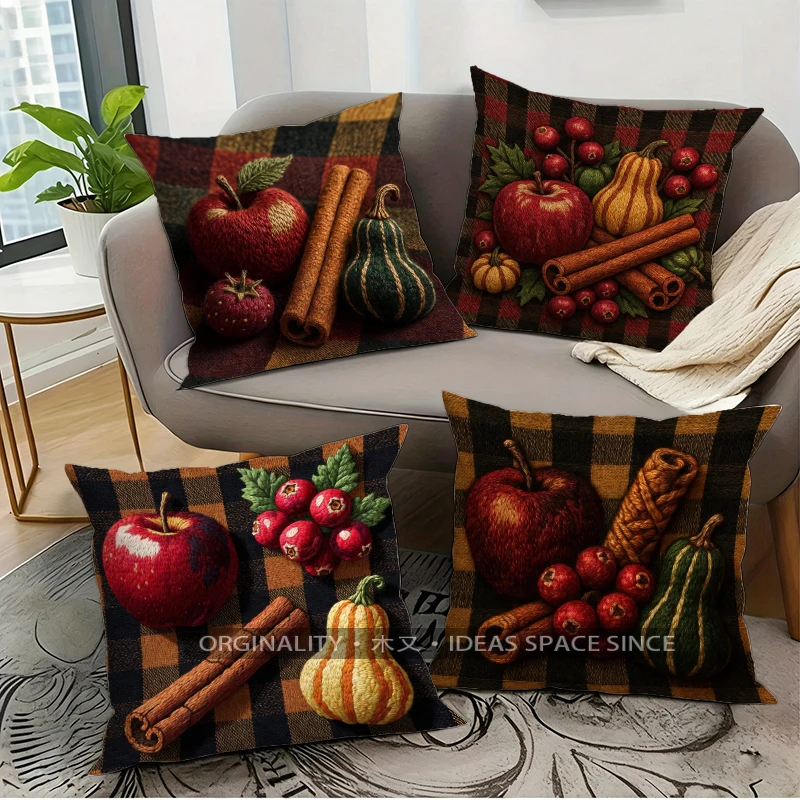 Fall Farmhouse Fruit Throw Pillow Covers Pattern Cushion Cover Suitable for Sofa Bedroom Car Pillow Cover