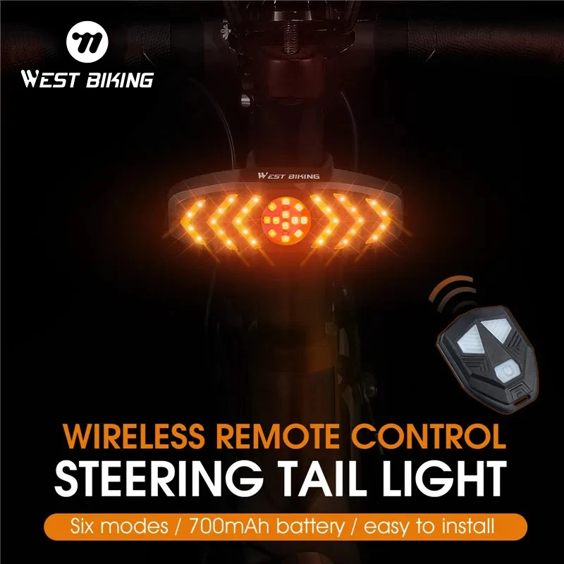 

WEST BIKING Bicycle Taillight Wireless Remote Control Turning Light Waterproof Smart Bike LED Horn Light Cycling Safety Light