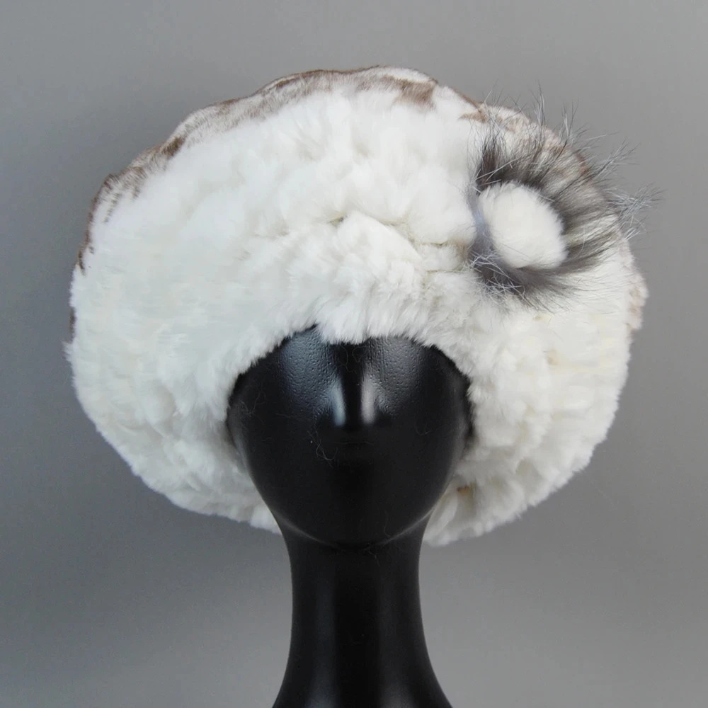 Fall Berets for Women Genuine Rex Rabbit Fur Hat Fashion High Quality Rabbit Fur Knitted Elastic Winter Real Fur Hat for Women
