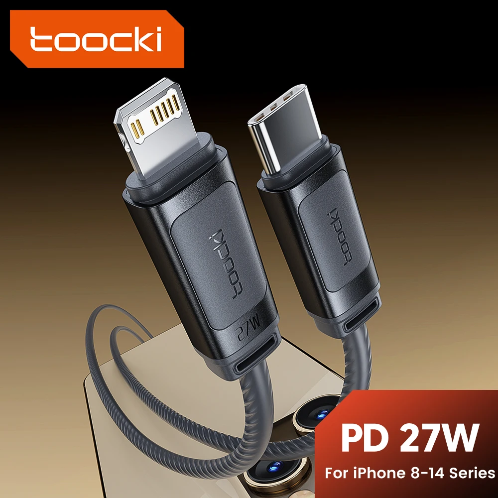 

Toocki PD 27W USB Cable For iPhone 14 13 12 Pro Max Xs Xr X 8 Fast Charging Soft Silicone Type C To IOS Cable For iPhone Charge