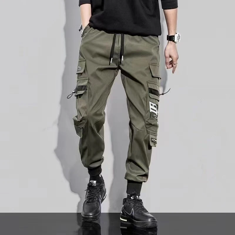 Classic Design Multi Pockets Cargo Pants, Men\'s Casual Loose Fit Drawstring Cargo Pants Joggers For Spring Summer Outdoor