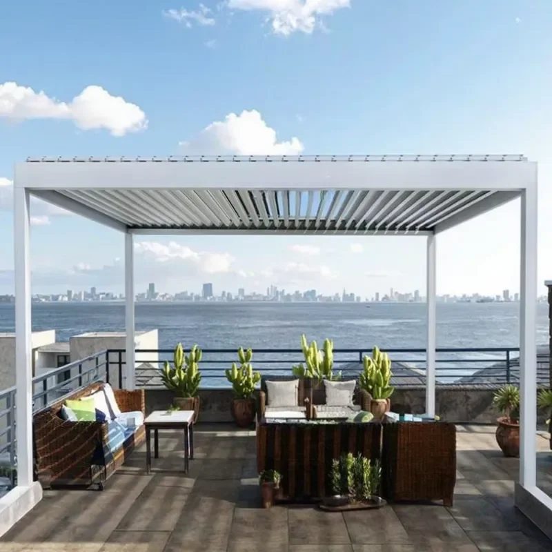Luxury Aluminum Pergola Arch for Easy Assembly Balcony Pavilion Rainproof Garden Gazebo with Automatic Opening and Remote