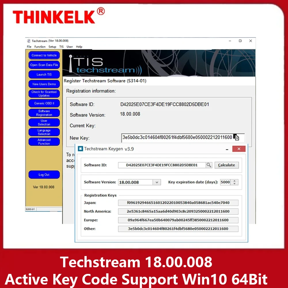 

Новейшая версия для Toyota TIS Techstream 18.00.008, ссылка на программное обеспечение и активный код, работа с MINI VCI MINIVCI