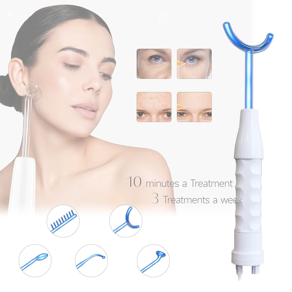 

Electrotherapy Wand High Frequency Instrument Anti Acne Spot Remover Wrinkle Reducing 5 in 1 Glass Tube Skin Rejuvenation Tools