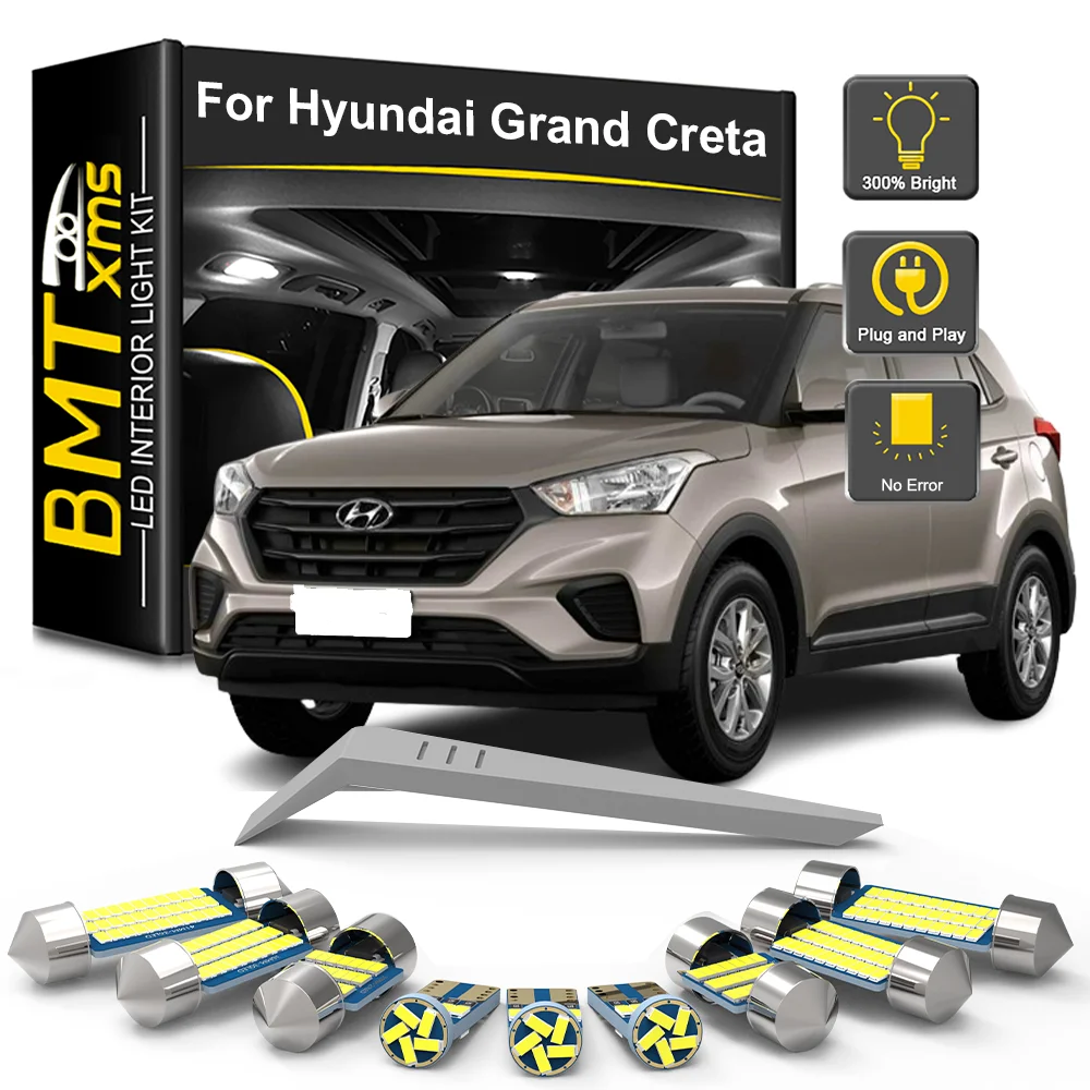 

BMTxms 12Pcs LED Interior Lights For Hyundai Grand Creta 2022 2023 2024 2025 Canbus Vehicle Bulb Dome Map Light Kit Accessories
