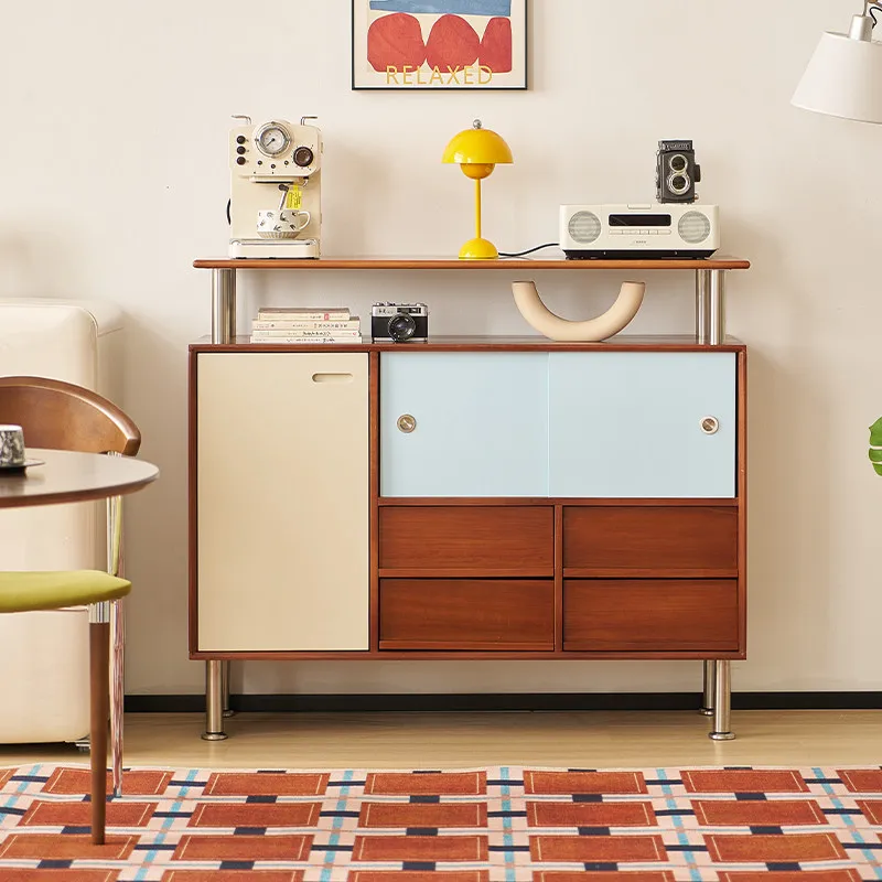 

Medieval solid wood dining side cabinet household storage side cabinet