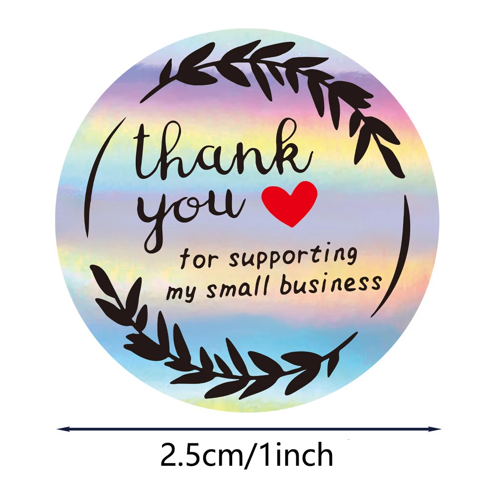 500pcs/roll Rainbow Laser Thank You Stickers For Small Business Label For Party Wedding Greeting Card Envelope Gift Wrapping